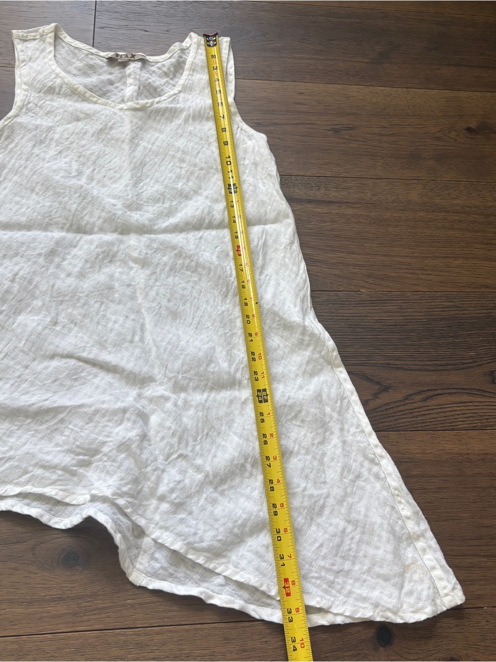 FLAX Asymmetrical Linen Tunic Top White Gingham Sleeveless Small - Picture 12 of 13